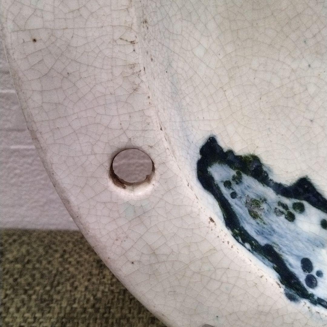 m239 江戸期 珉山焼 源内焼 弦葉図掛飾皿 大皿　H