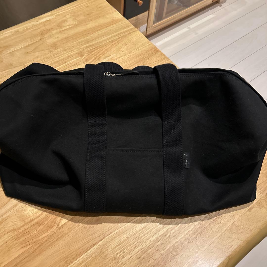 アニエスベーブラックキャンバスボストンバッグ