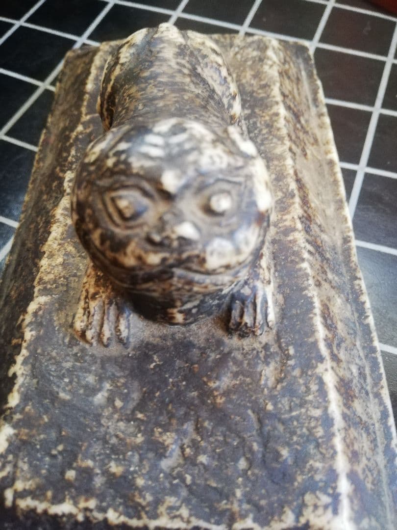 貴重中国骨董　旧蔵した【元時代漢白玉異獸彫刻大文鎮】運気を上げる　縁起の良い置物