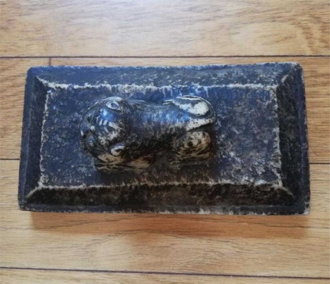 貴重中国骨董　旧蔵した【元時代漢白玉異獸彫刻大文鎮】運気を上げる　縁起の良い置物