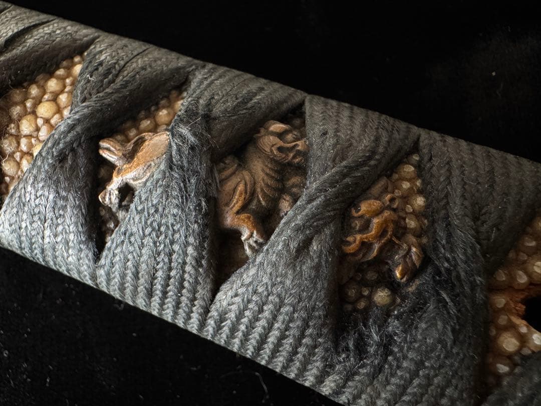 柄前 麒麟図 柄巻 日本刀 刀装具 骨董 古美術 江戸時代 時代物