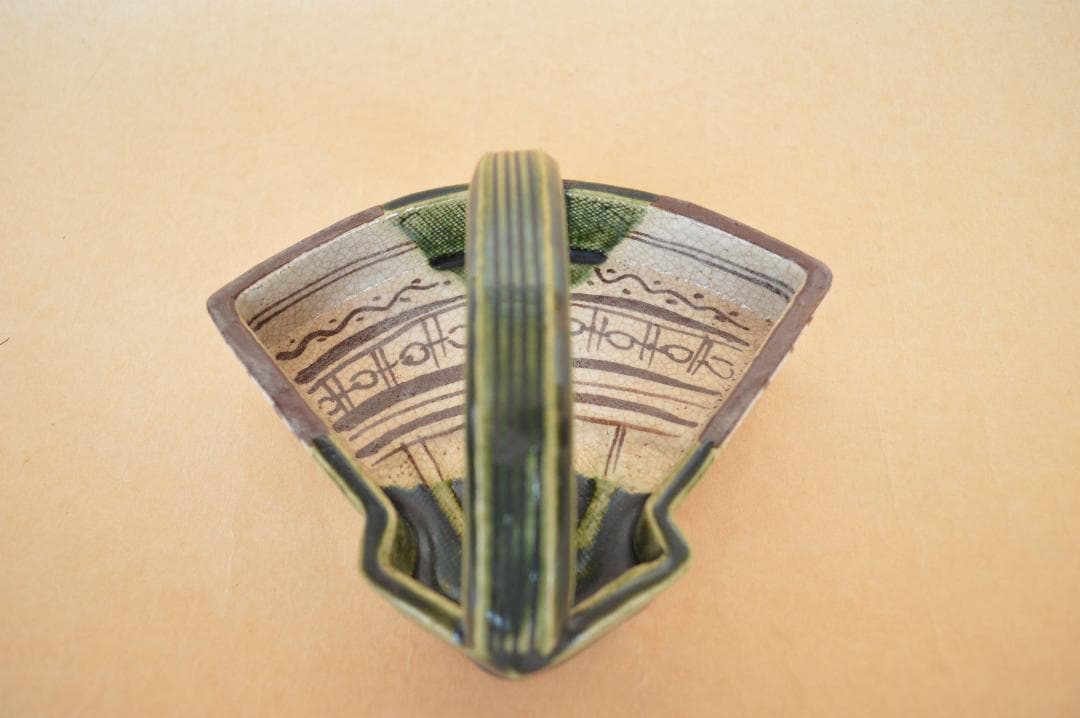 北大路魯山人 織部手付扇面向付 魯山人 魯卿 ロ散人 魯山人写