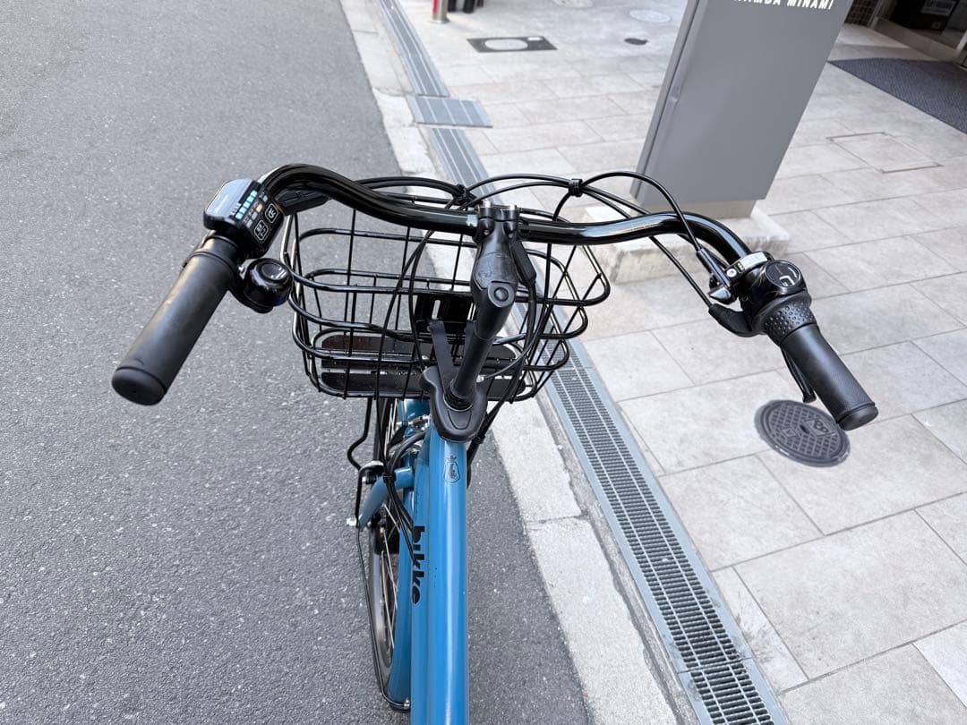 大阪府　子供乗せ　ブリヂストン　電動アシスト自転車 チャイルドシート付き 青