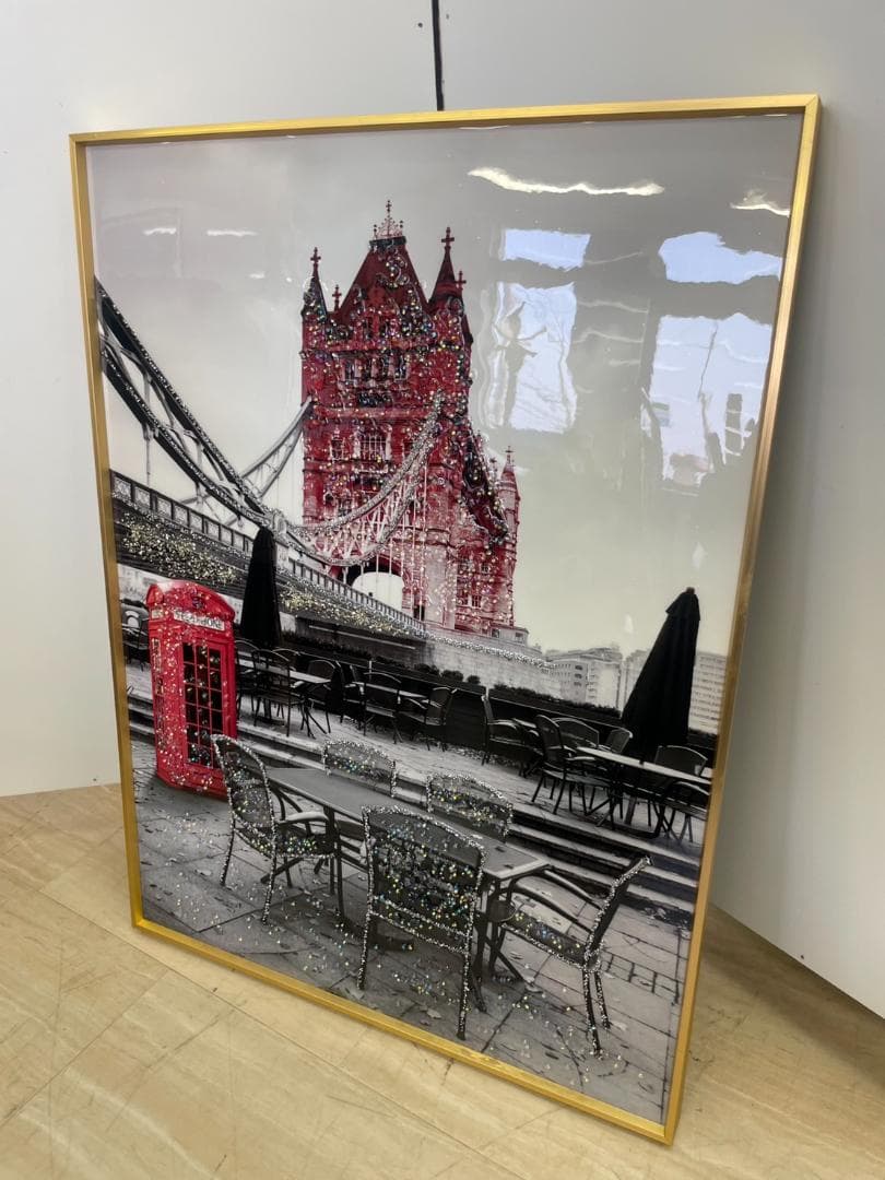 水晶絵　イギリス　ロンドン　アートパネル　クリスタル　立体　絵画　パネル　額縁