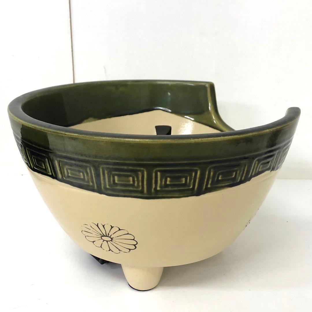 4374-E 茶道具 織部 野々田 風炉型 電熱器 敷板付