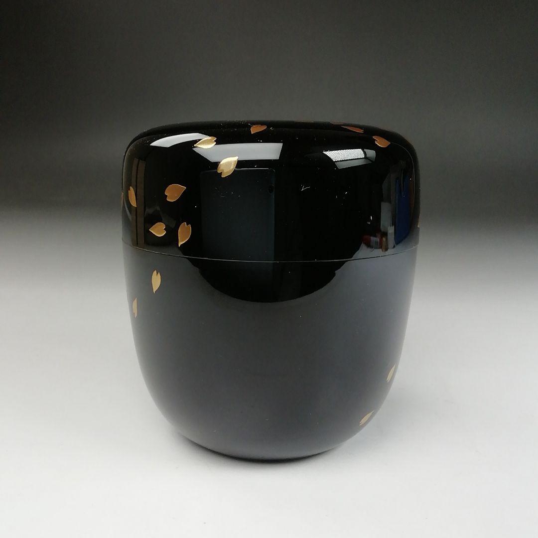 Ｔ８３４　棗　『花吹雪蒔絵』『中棗』『竹内幸斎 作』　共箱　茶道具