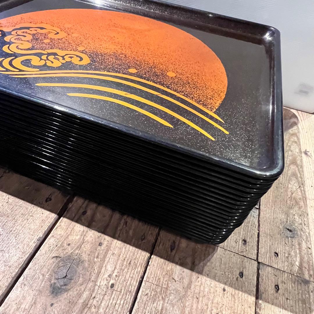 ②波　太陽　月　黒盆　和風　20枚　おまとめ　懐石　旅館　昭和レトロ