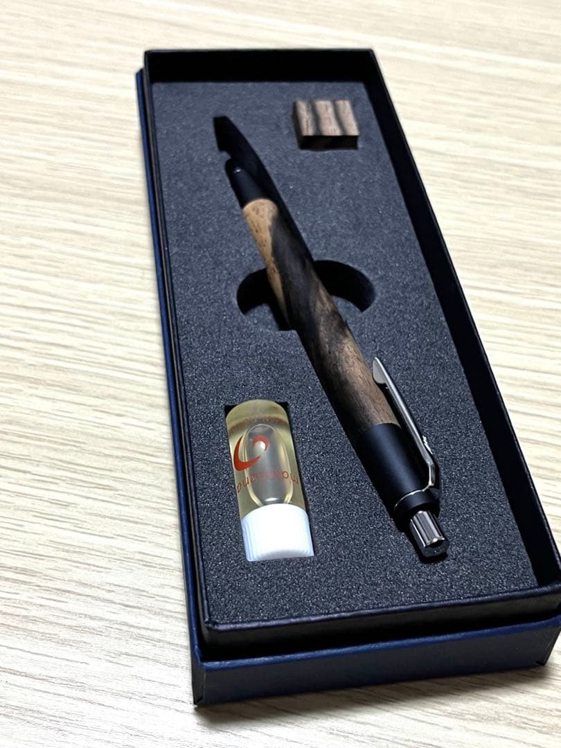 【新品未使用】新型 野原工芸 黒柿 シャーペン シルバー