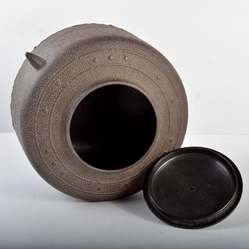 茶道具　人間国宝　釜師　高橋敬典作　利休好　萬代屋釜　共箱　M　R4648B