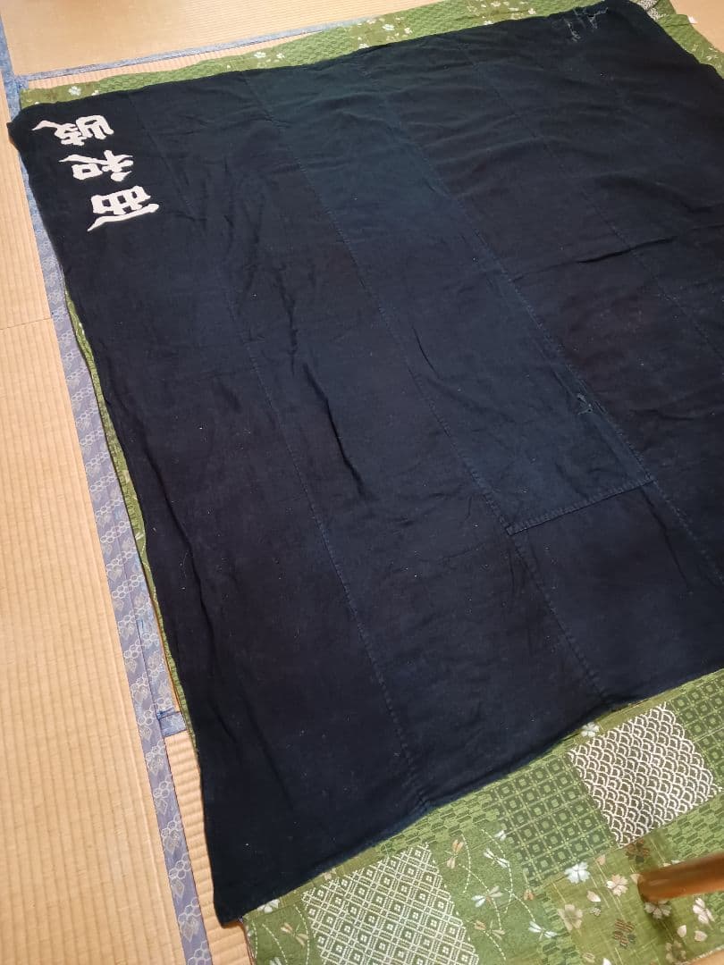 古布　風呂敷　綿　濃紺　藍染　筒描き　大判　約183x180cm　一枚