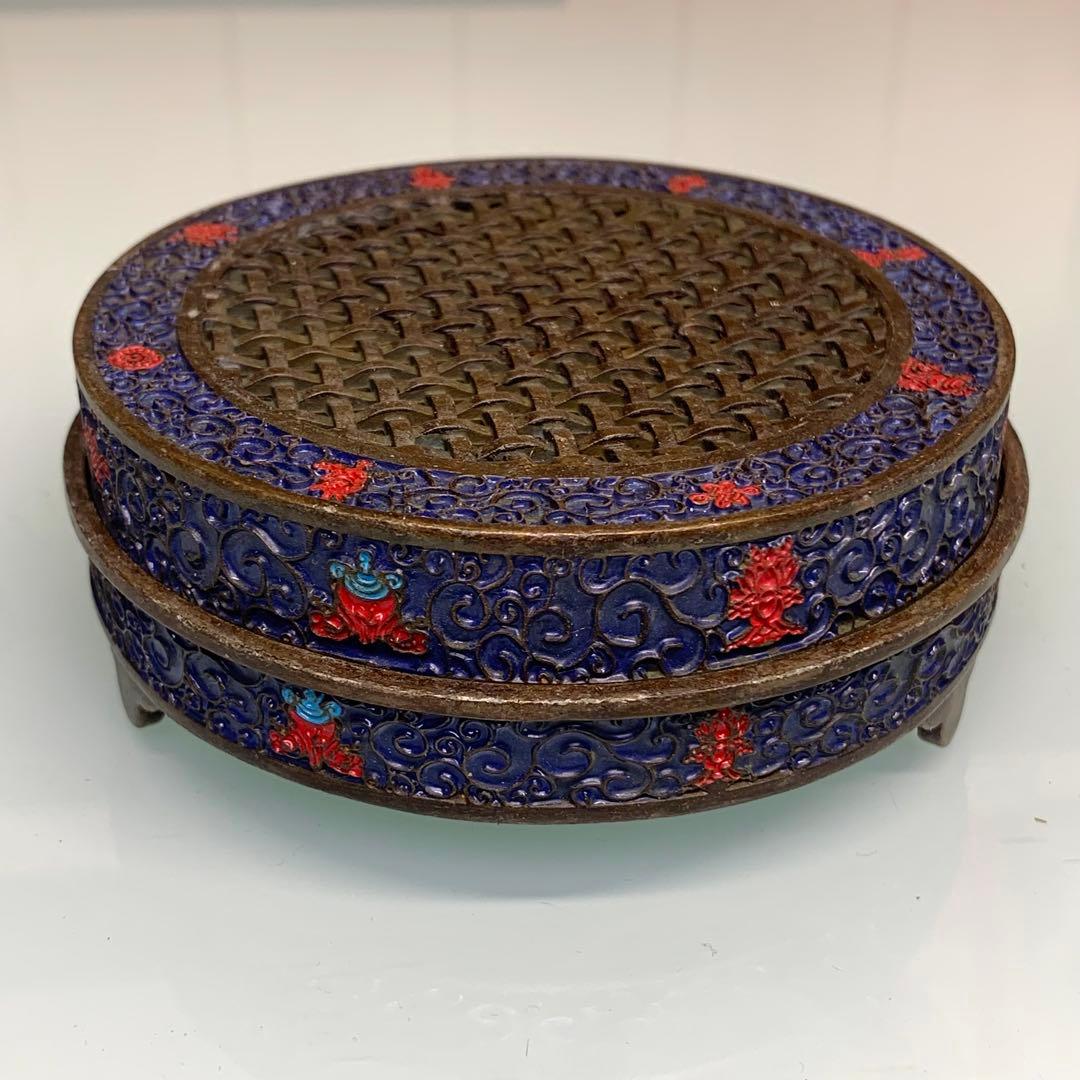 旧蔵　時代物　純銅製・三足香炉兼硯　珍品／文房具・骨董コレクション　レア　美品