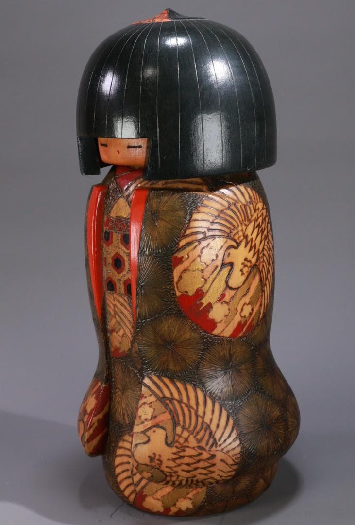 BE978　小林伊之助作 『 夕月 』　木彫　創作こけし　高さ35.5㎝