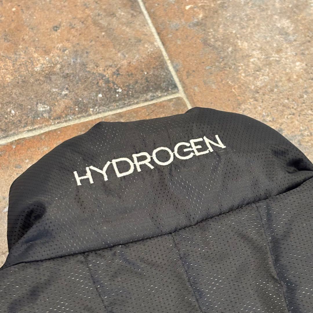 HYDROGEN ダウンベスト ジップアップ 迷彩柄 カモフラ ロゴ 刺繍 S