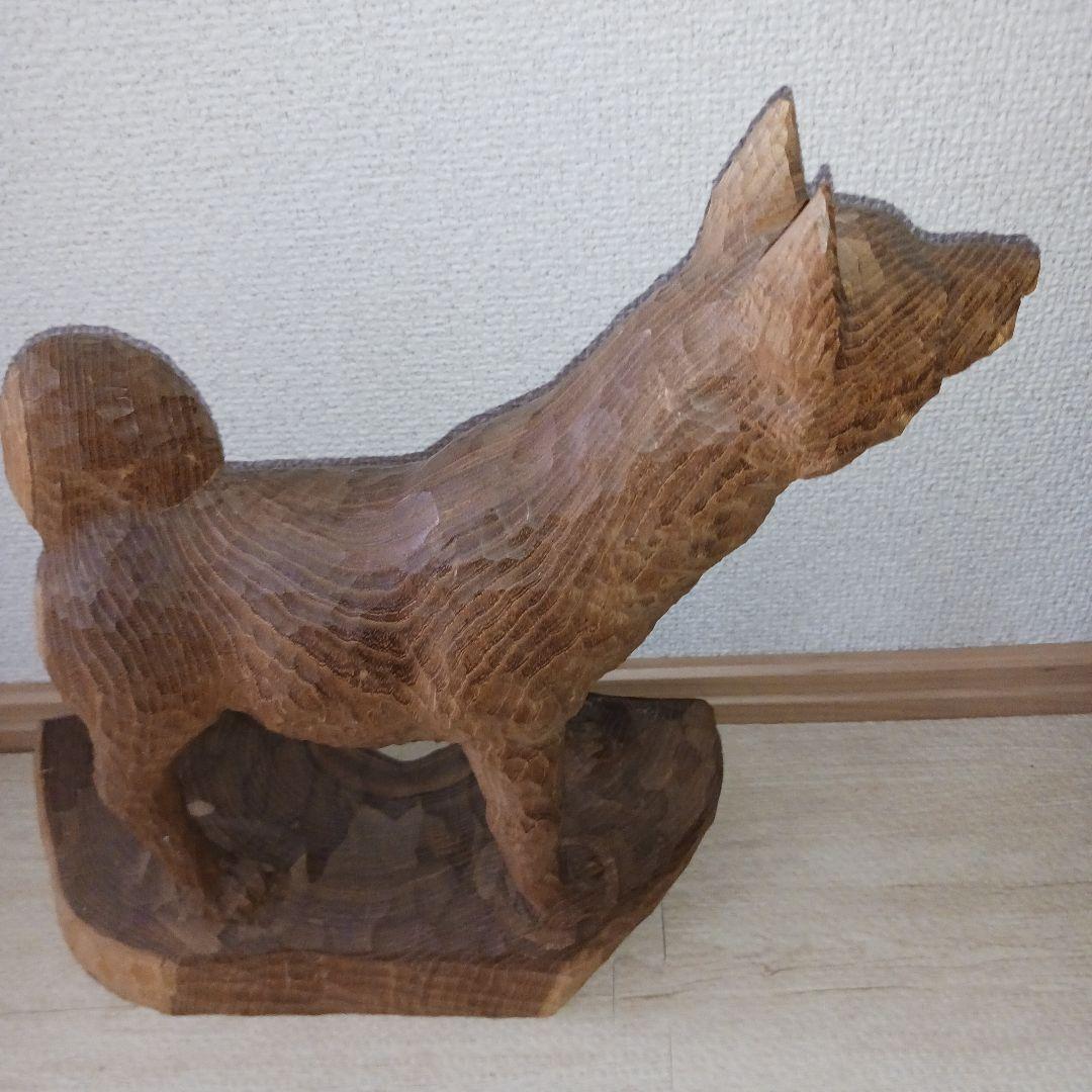 アイヌ犬　木彫　中川貞司　作