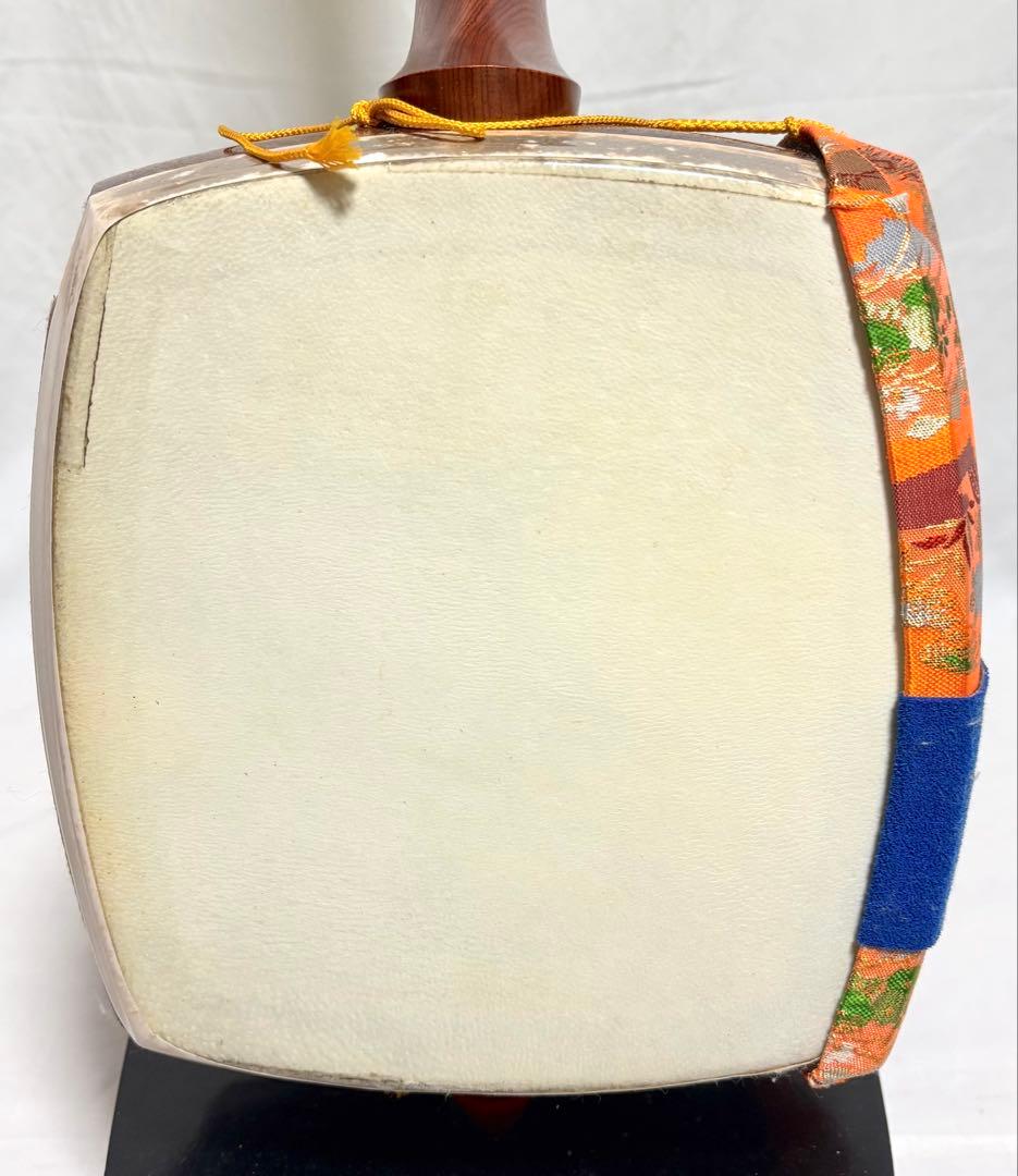 【皮破れ有】三味線セット 太棹 東さわり 三つ折れ バチ/カバー/ハードケース