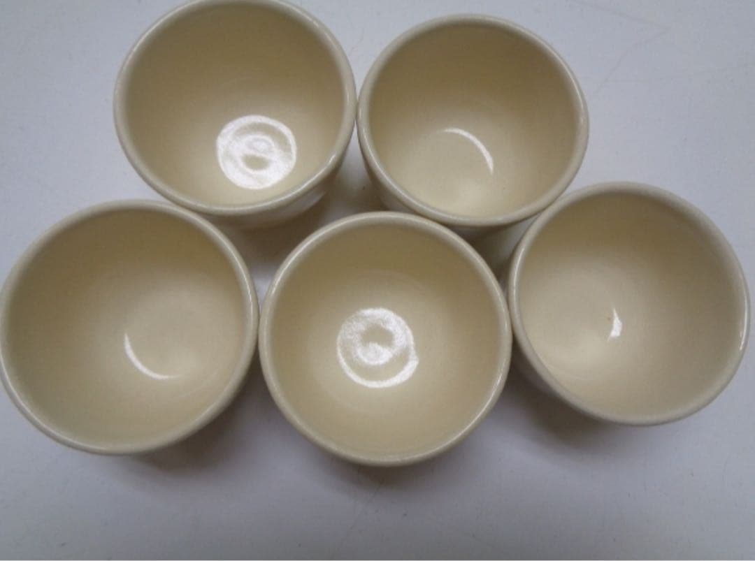 薩摩焼 白薩摩 沈寿官 刻印 ぐい飲み 5客セット 直径約6.5センチ