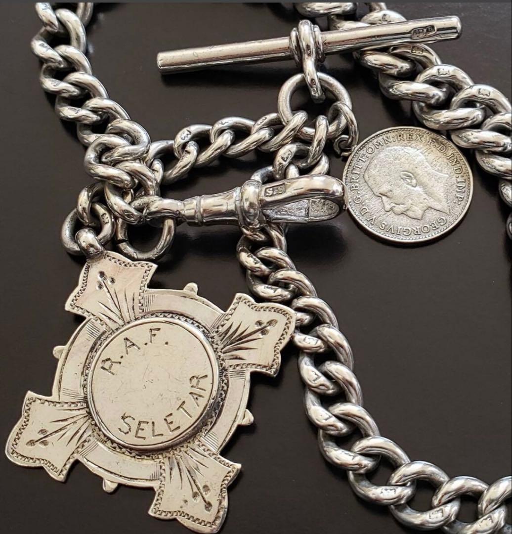 純銀製 シルバー 925 アルバートチェーン アンティーク 46g クロムハーツ