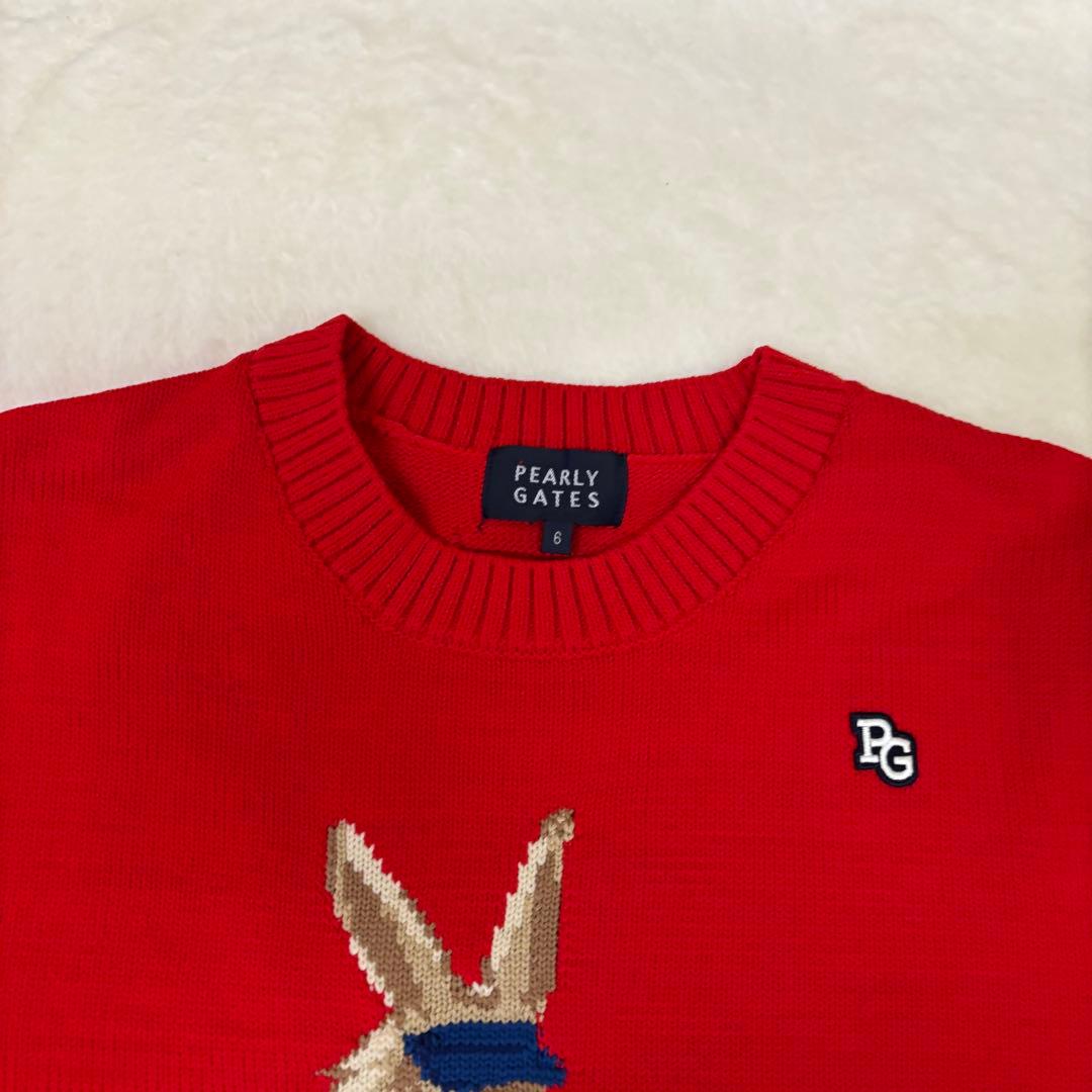 未使用級　PEARLY GATES 上田桃子　コラボ　赤 ウサギ刺繍 セーター