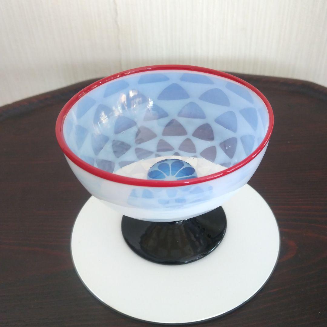 氷コップ 市松模様 縁赤 大正・昭和初期 レトロ骨董品