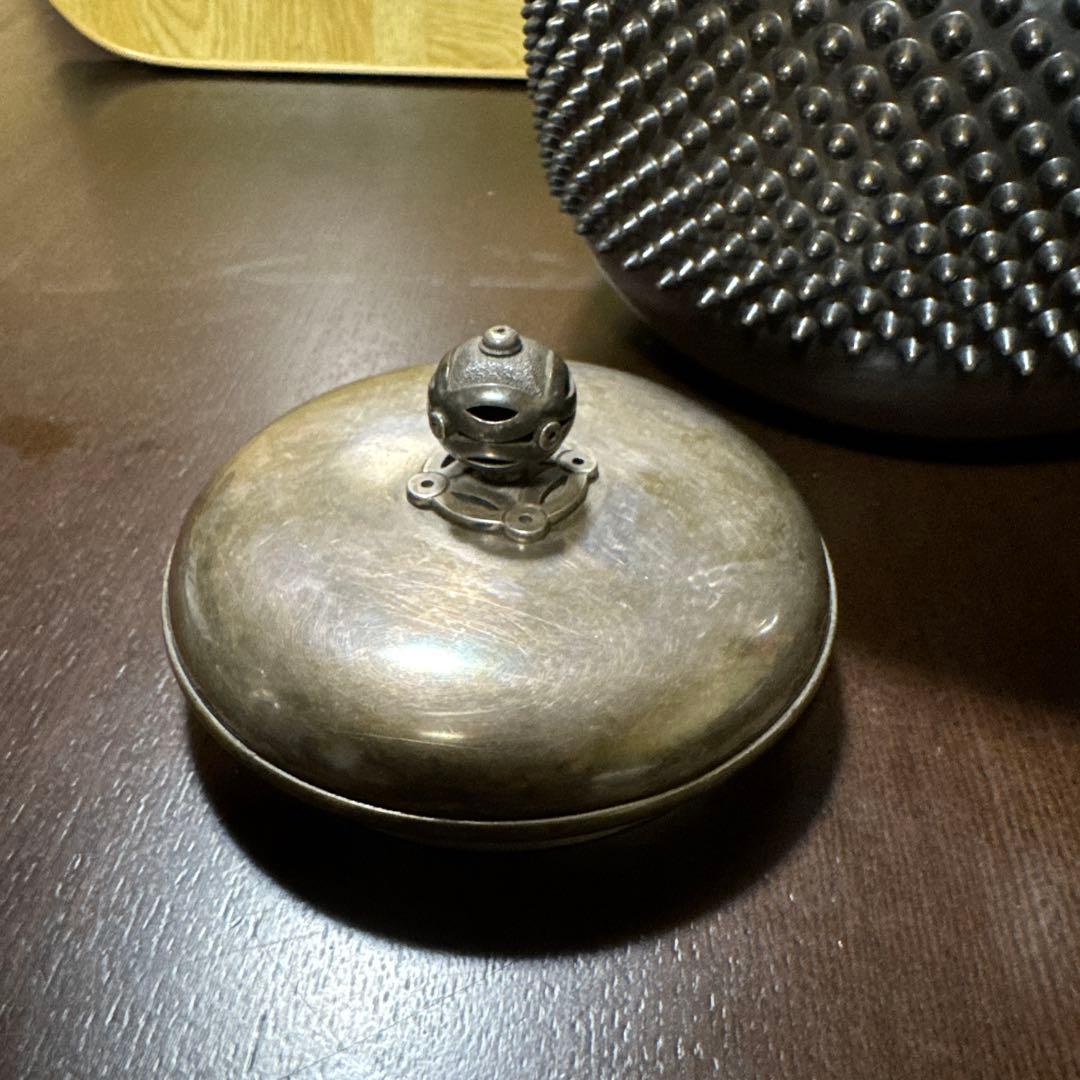 純銀製 1329g 突起模様 銀瓶 煎茶 茶道具