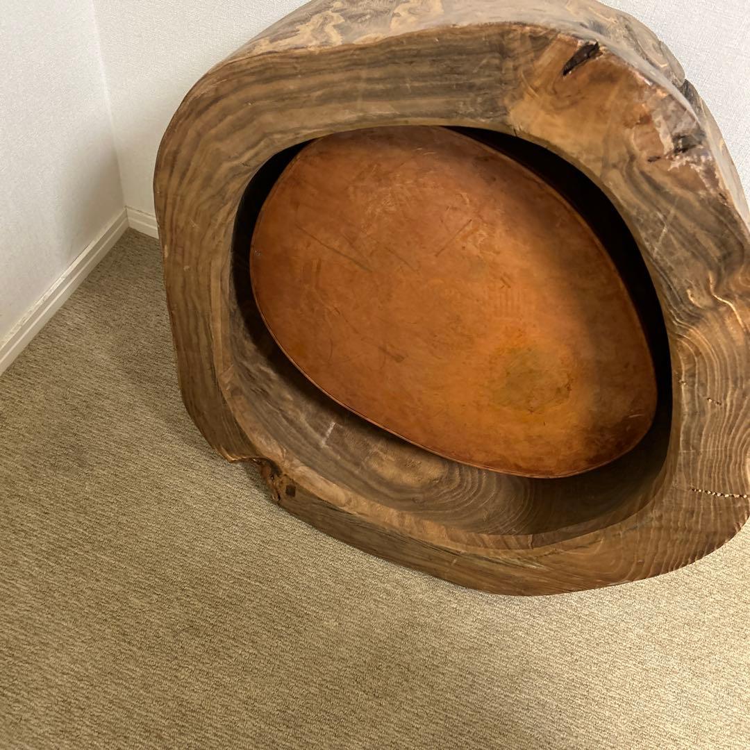 屋久杉をくり抜いたテーブル 丸火鉢