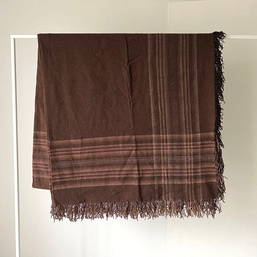 【アンティーク】Amish大判 ブランケット アーミッシュ オンブレチェック