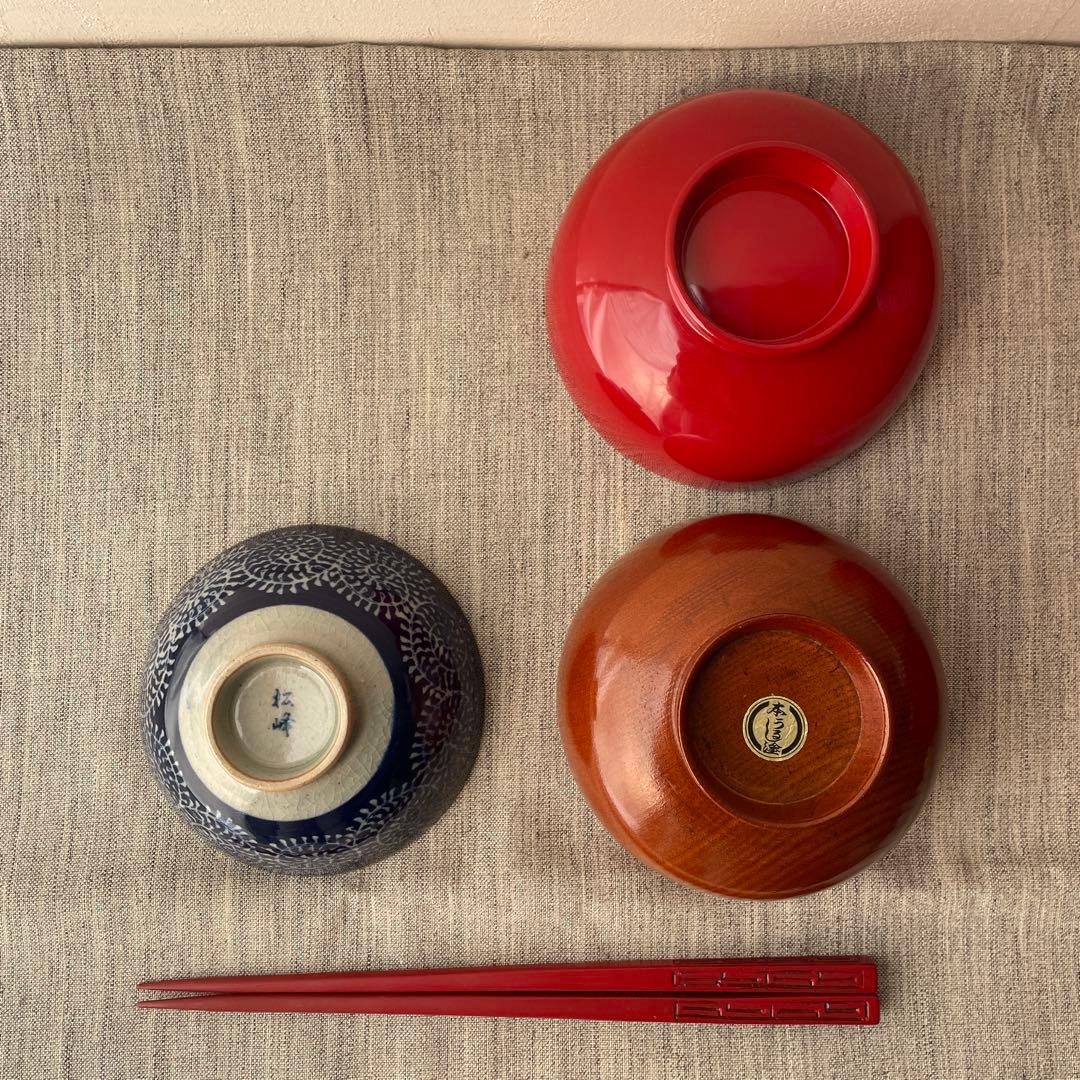 木製 螺鈿 手描き 漆塗 お椀 老松 ５個セット 加賀藩 山中塗？