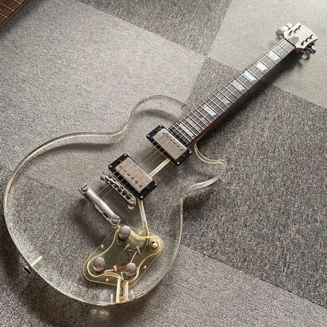 特価ーJUNO アクリルレスポール 透明 エレキギター アクリルギター！レア！