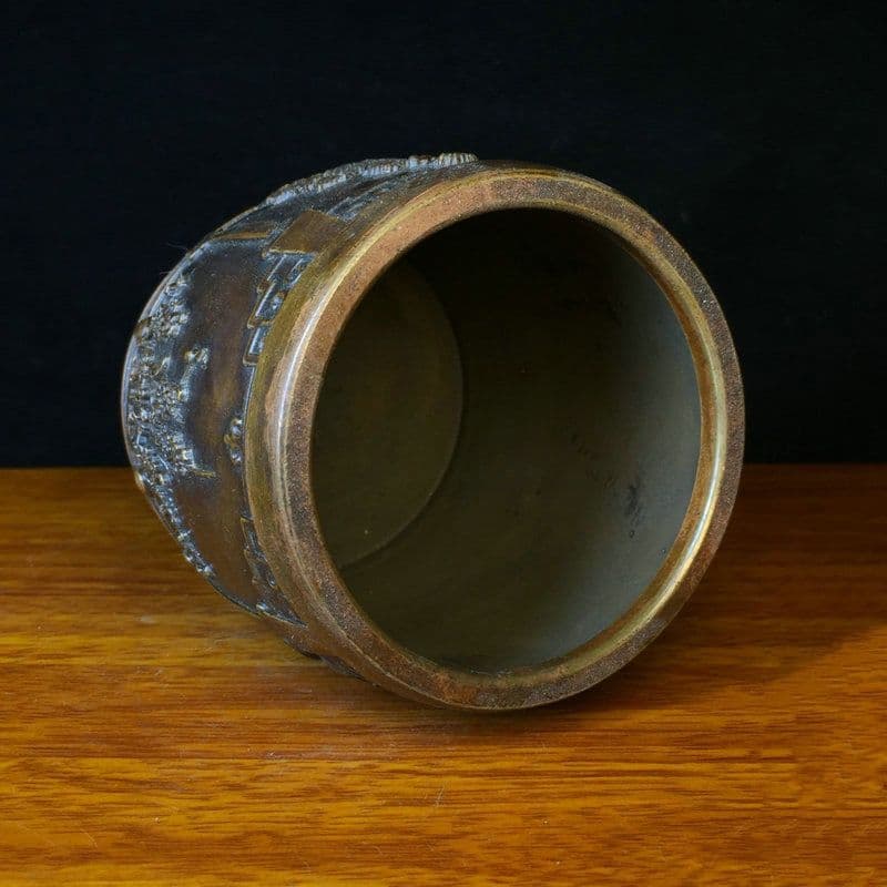 銅器 文房四宝 梅蘭竹菊筆筒 書道具 文房具 装飾品 工芸品 置物