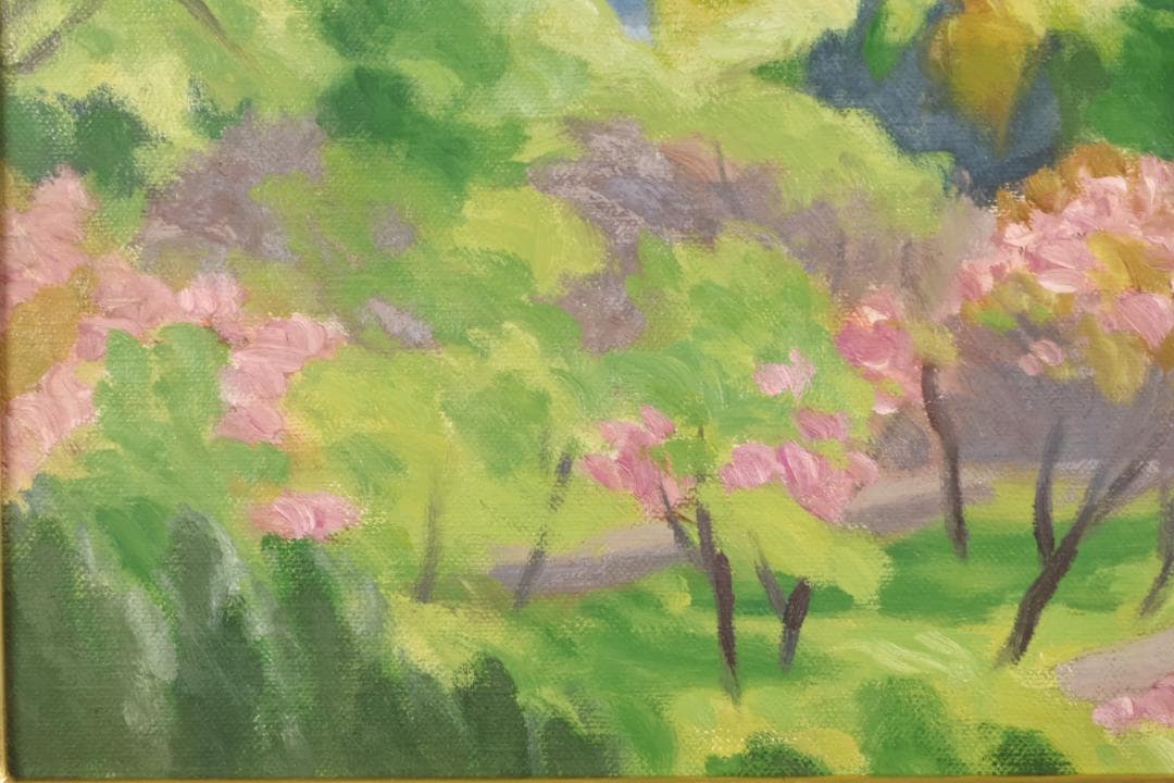 石川直　橋本博英 「 八重桜咲く 」 油彩F6号　青木画廊 BJ235