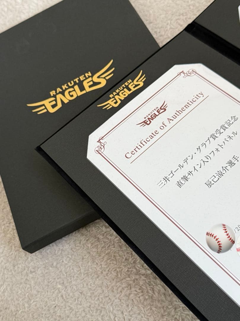 辰己涼介 三井ゴールデン•グラブ賞受賞記念 直筆サイン入りフォトパネル