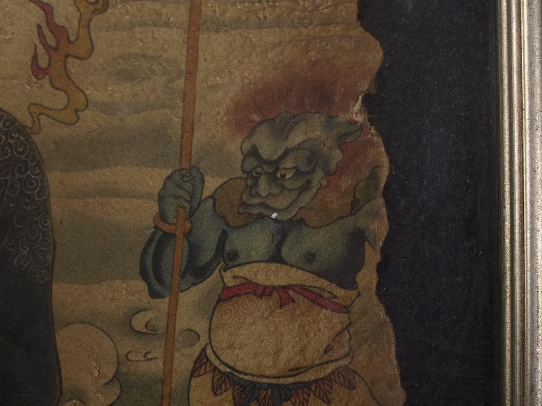 中国唐時代　敦煌莫高窟壁画 彩絵　人物像 発掘品古美術 AK1774A1-4