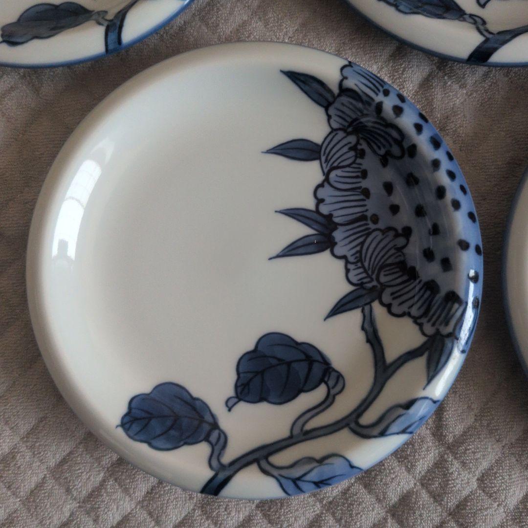 【源右衛門】染付向日葵絵 銘々皿 ５客