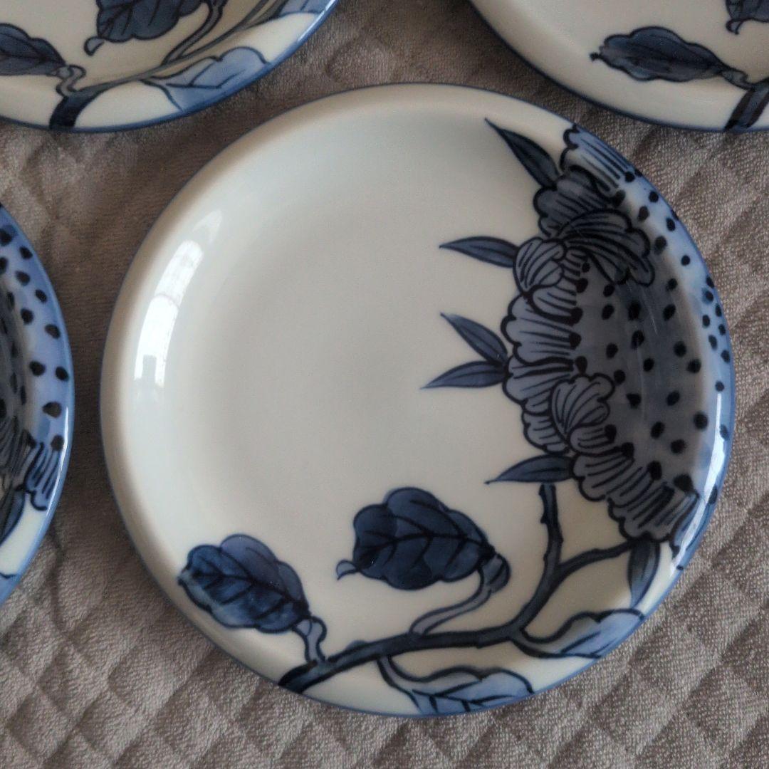 【源右衛門】染付向日葵絵 銘々皿 ５客