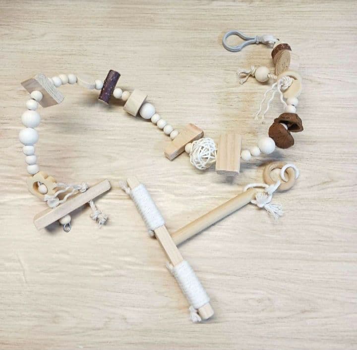 42　ロング　自然素材　ウッドクライミング(小)　インコ　ガジガジバードトイ