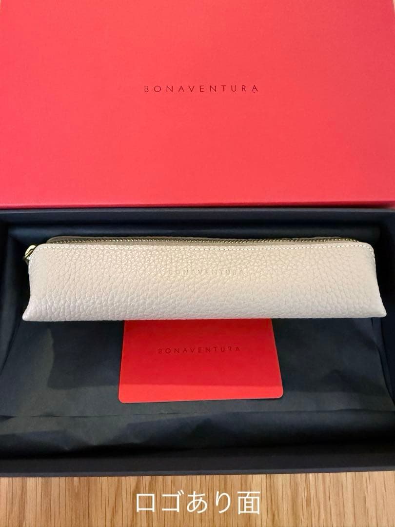 美品❤︎BONAVENTURA ペンケース シュリンクレザー グレージュ