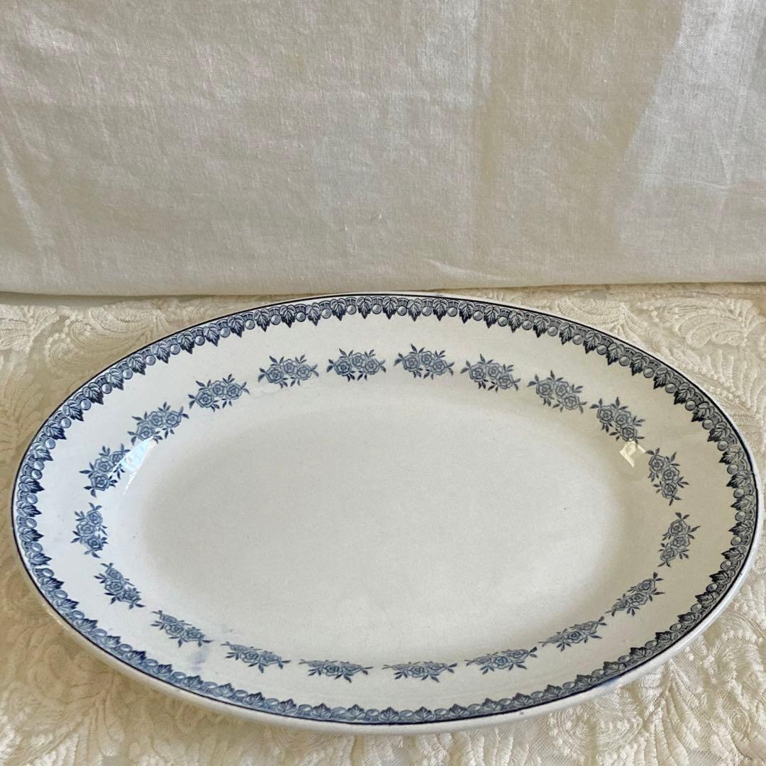 フランス　アンティーク　サンタマン　皿　プレート　オーバル