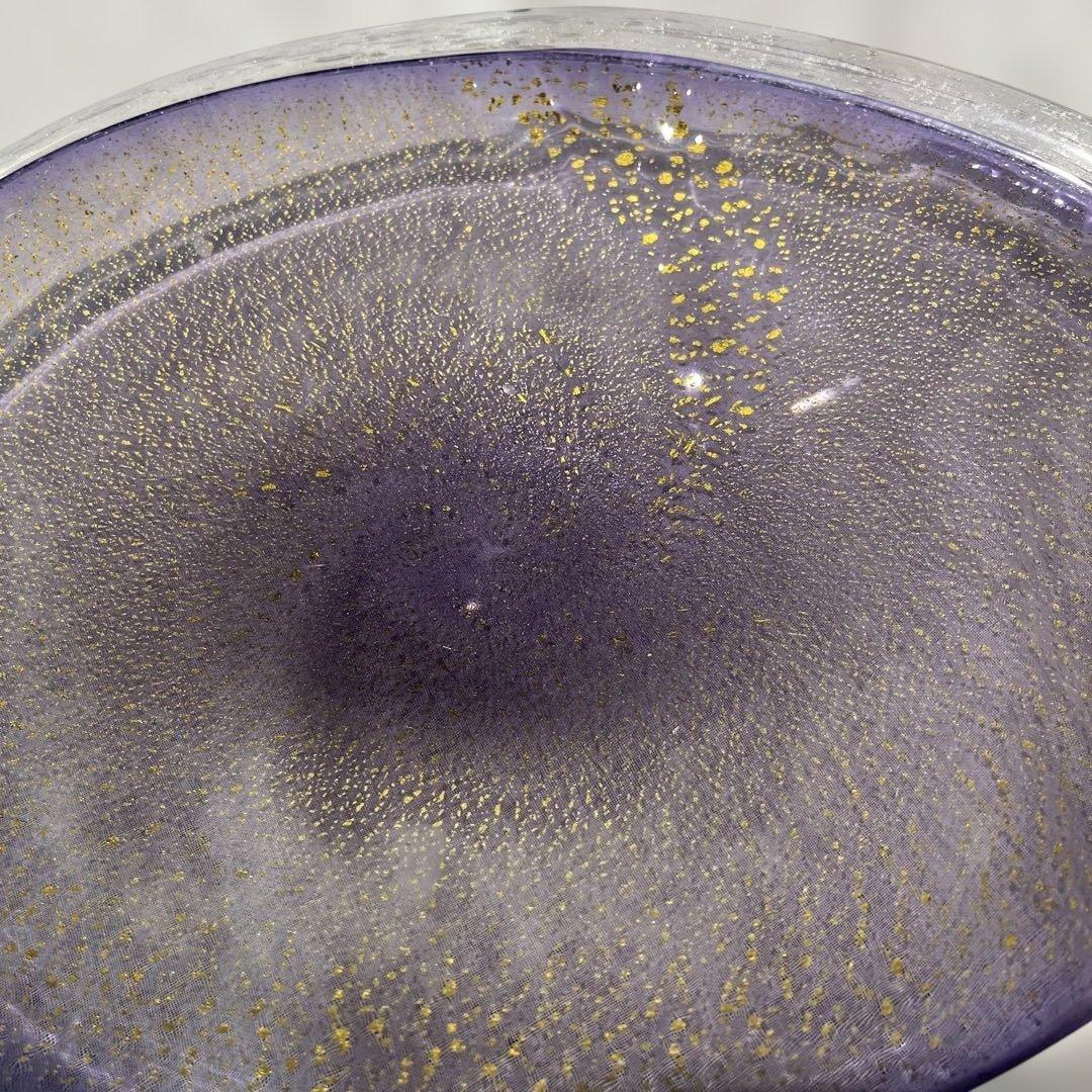 ガラス大皿　紫色の渦巻き模様　 　　小宇宙