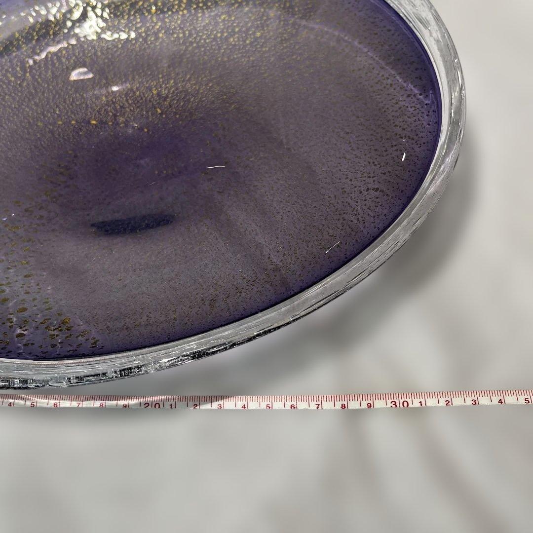 ガラス大皿　紫色の渦巻き模様　 　　小宇宙