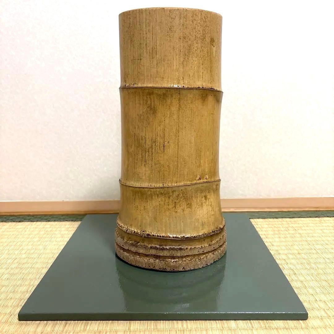 78 美品！根付　寸胴　華道具　一重切　竹製　水仙