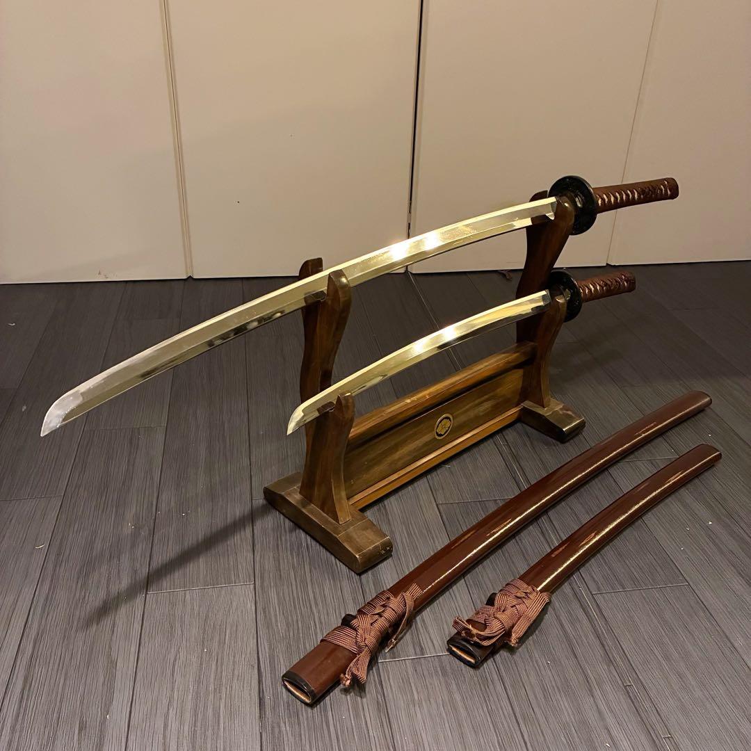 高級模造刀　居合刀　 美術刀剣　太刀　脇差　大小セット　深茶拵え