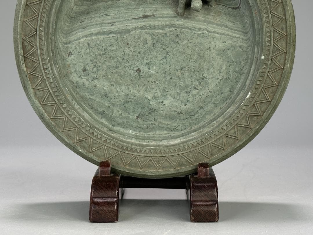 書道具　文房具　硯　緑端渓　丸硯