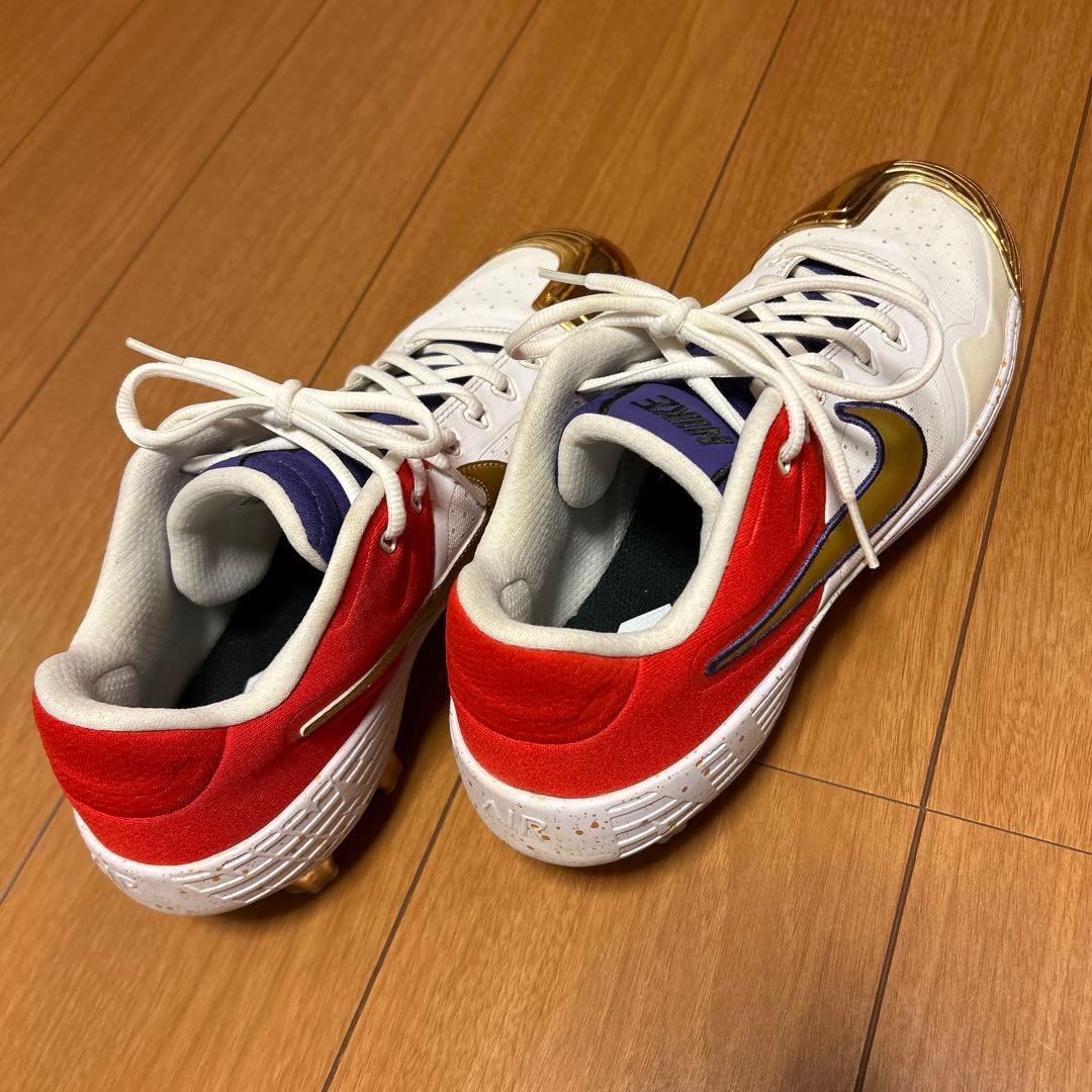 レア！ナイキ 野球 オーダースパイク ホワイト/レッド/ゴールド/パープル27㎝