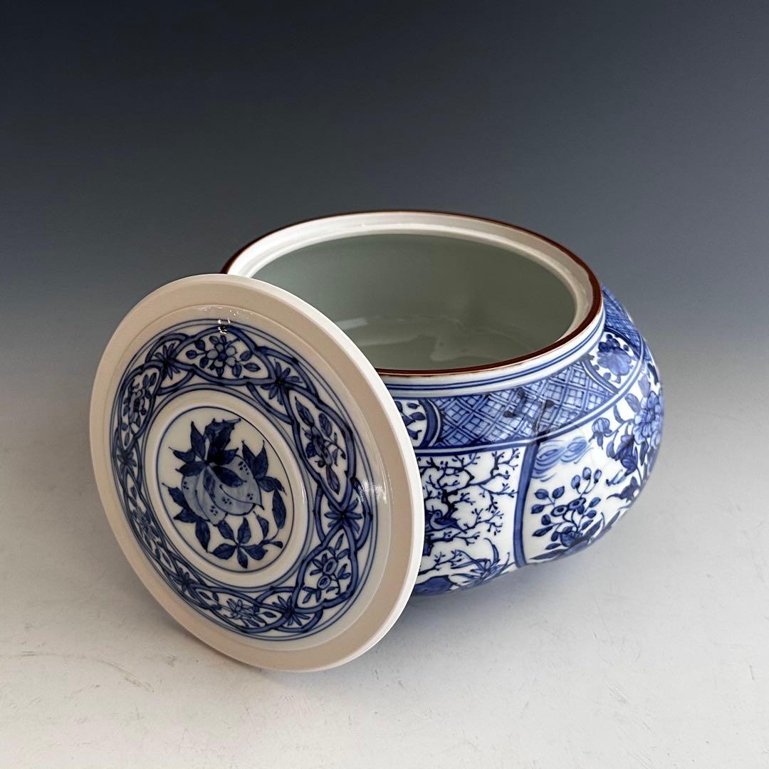 茶道具　染付　祥瑞　捻梅　水指　高野昭阿弥　共箱　替蓋付　京焼　陶芸　茶会