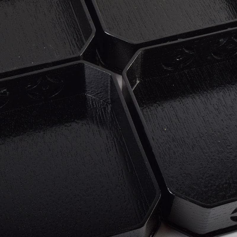 minto　茶道具　漆塗　七宝透かし　縁高重　五段重　箱付　N　9148