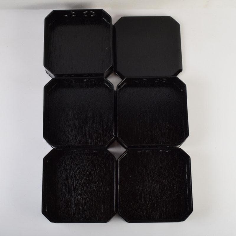 minto　茶道具　漆塗　七宝透かし　縁高重　五段重　箱付　N　9148