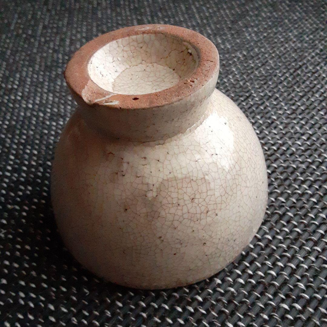 古い李朝朝鮮王朝白磁茶碗/唐津伊万里焼粉引吹貫入青白磁/ぐい呑み陶酒器