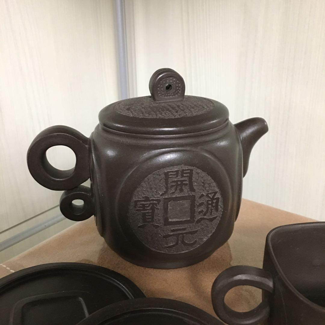 中国茶器　中国宜興　紫砂　朱泥　急須　茶壺　湯呑　菓子皿　骨董品　コレクション
