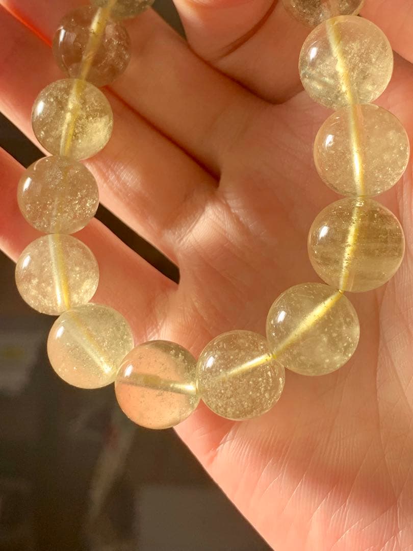 最高品質リビアングラス丸玉ブレスレット　大玉ブレス　隕石パワーストーン　化石標本