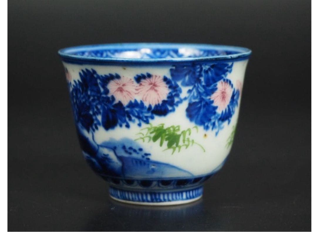 送料無料　幕末～明治『角富』銘　煎茶碗5客　希少　茶道具